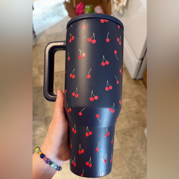 Accessories - Cherry Patterned Tumbler with Handle